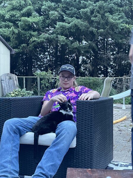 Connor with a cat